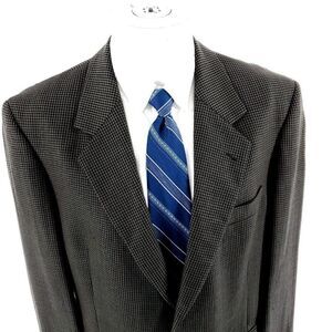 John Weitz Signature Textured Wool 2 Button Sport Coat 42R Green Black Tan Check